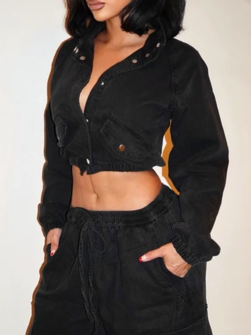 Fashion Nova Black Cropped Jacket M